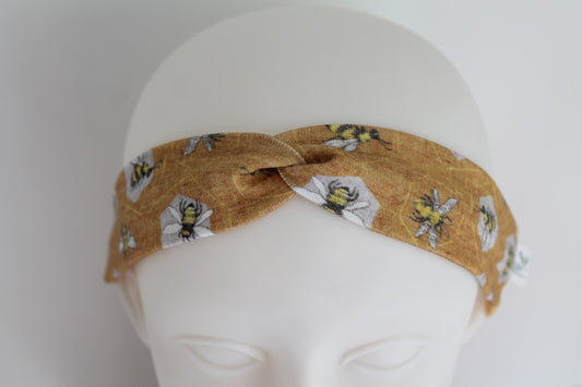 Ditsy Bee Twist Pocket Headband for Cochlear Implants